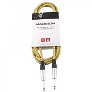 Madison Örgülü Kumaş Gitar Kablosu 3 Metre- SARI ÇİZGİLİ